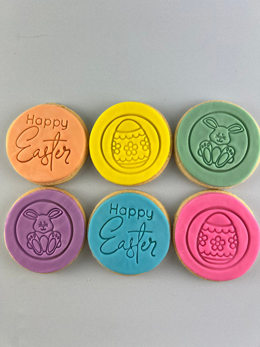 Pastel Happy Easter Round Cookies