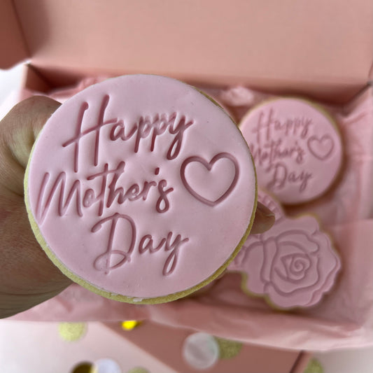 Happy Mother's Day Round & Rose Cookies Gift Box