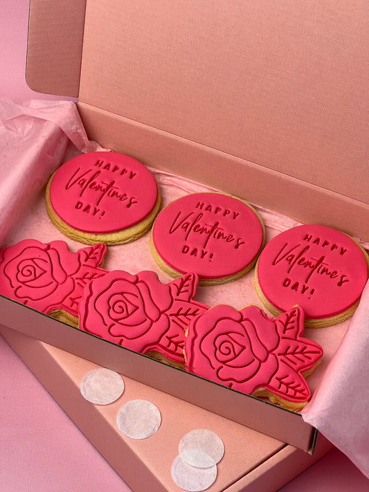 Happy Valentines Day Rose Cookies