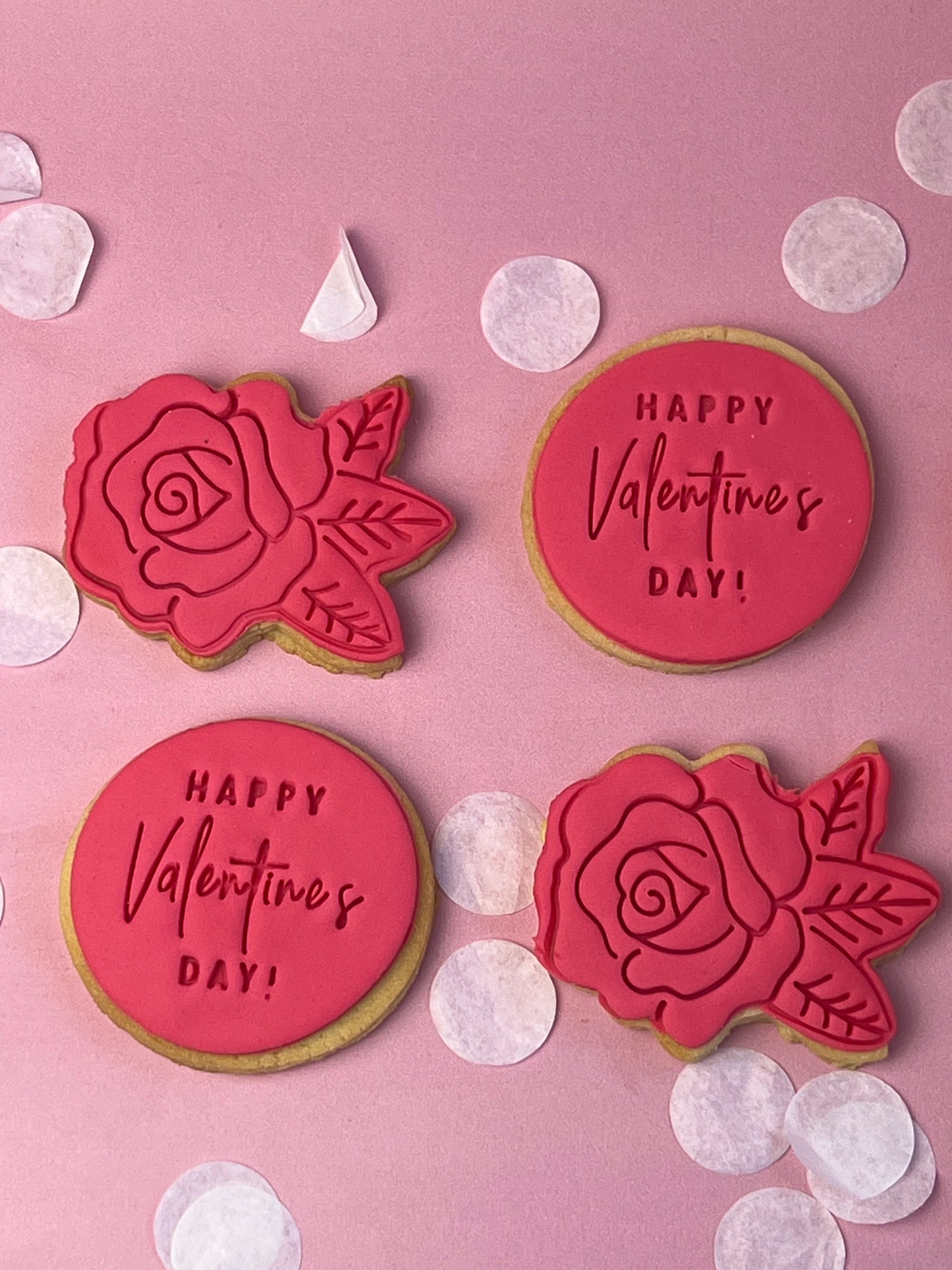 Happy Valentines Day Rose Cookies