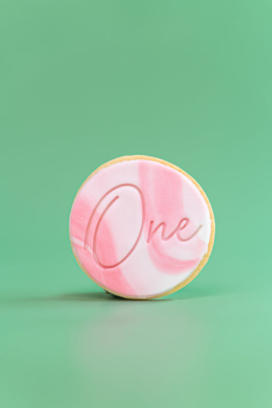 "One" Baby Birthday Cursive Cookie Box